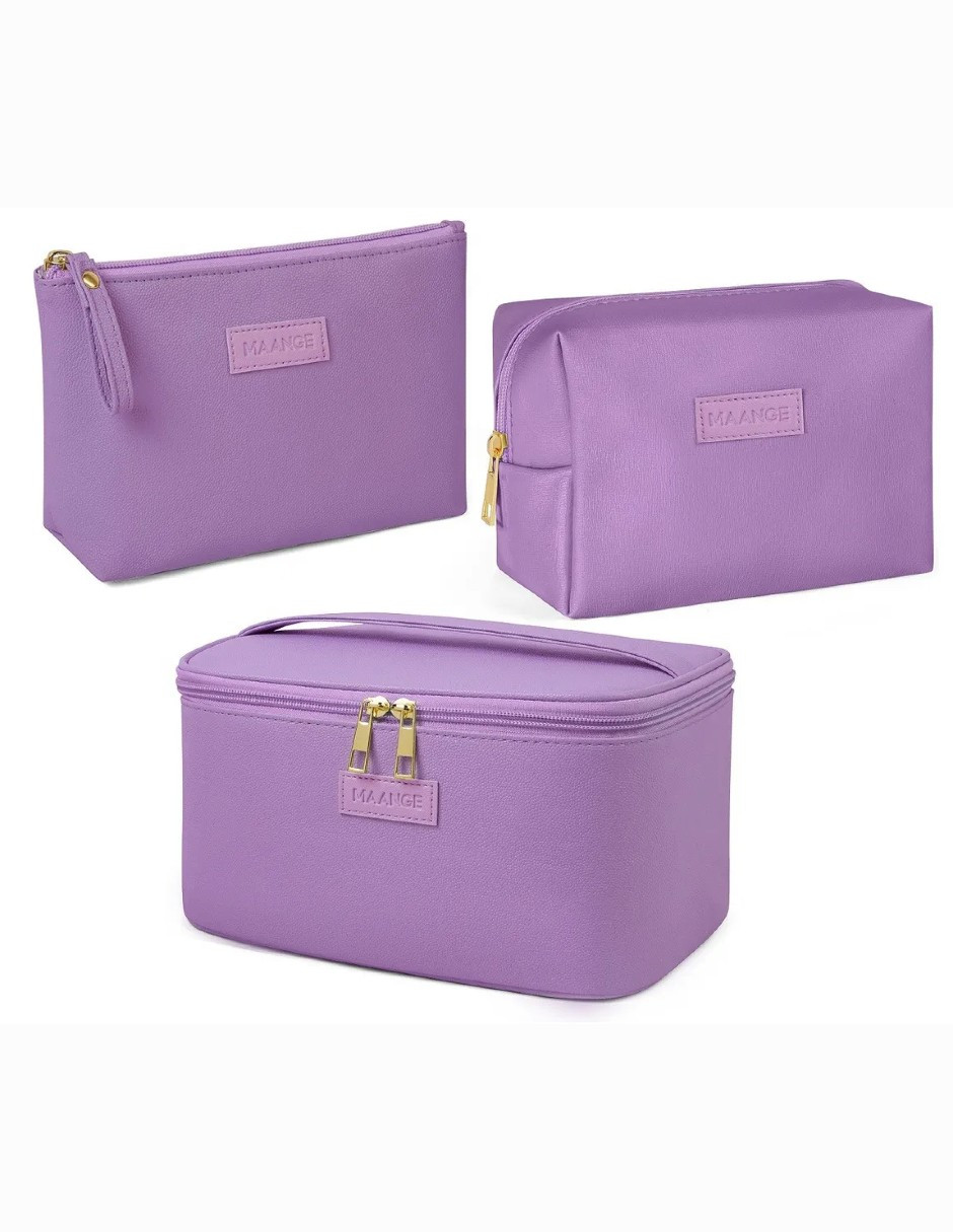 Foto 2 pulgar | 3pcs Cosmetiquera Bolsa Viaje Violeta