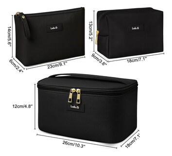 Foto 2 | 3pcs Cosmetiquera Lab.g Neceser Estuches De Maquillaje Bolsa Negro