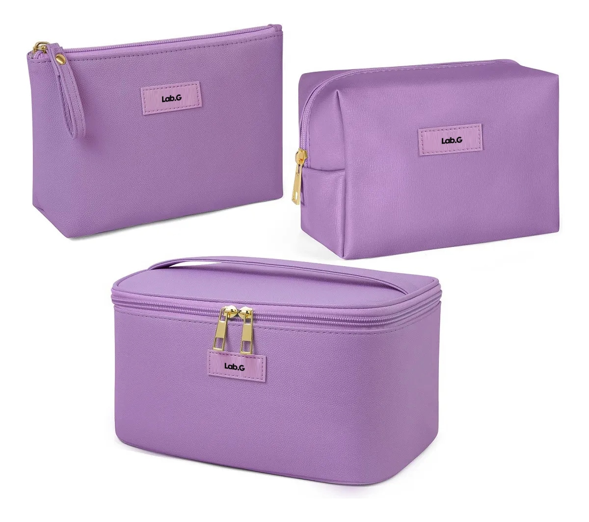 3pcs Cosmetiquera Lab.g Neceser Estuches De Maquillaje Bolsa Violeta $609