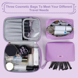 Foto 5 | 3pcs Cosmetiquera Lab.g Neceser Estuches De Maquillaje Bolsa Violeta