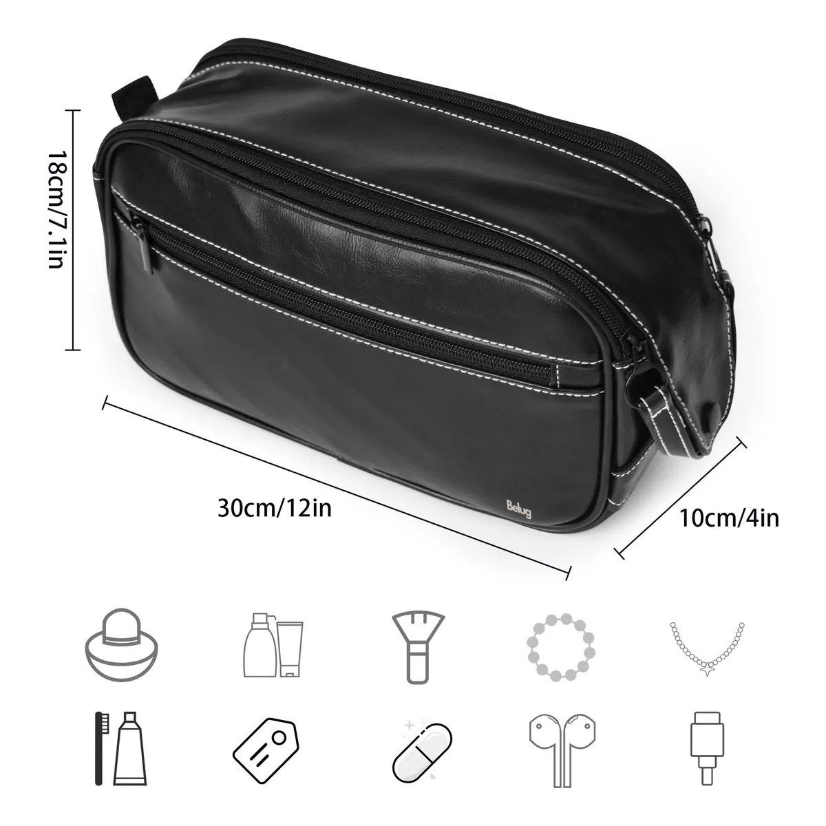 Foto 3 pulgar | Neceser Bolsa Sobaquera Belug Para Hombre Organizador De Viaje Negro Lineas Blancas