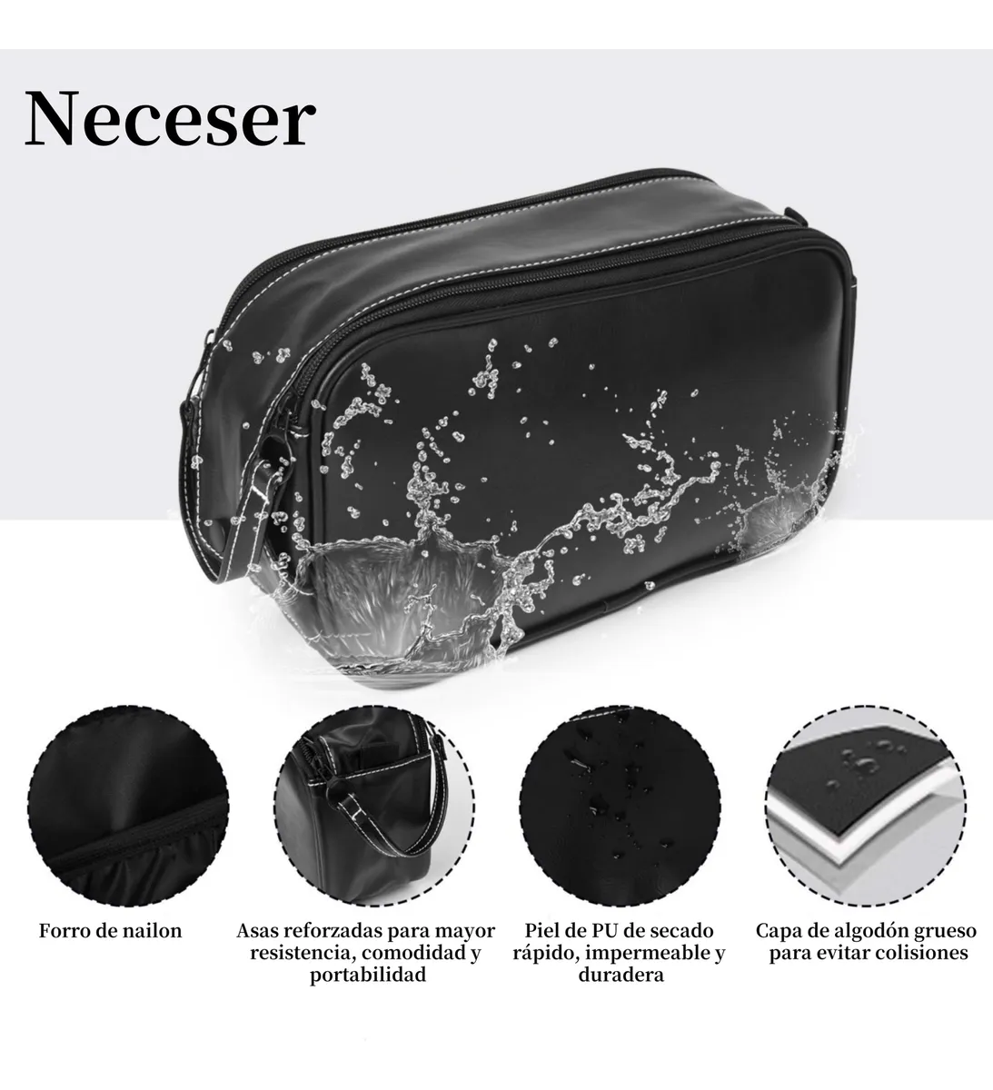 Foto 4 | Neceser Bolsa Sobaquera Belug Para Hombre Organizador De Viaje Negro Lineas Blancas
