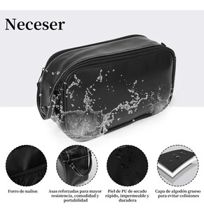 Foto 4 | Neceser Bolsa Sobaquera Belug Para Hombre Organizador De Viaje Negro Lineas Blancas