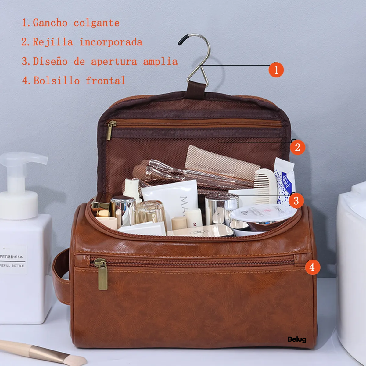 Foto 2 | Neceser Cosmetiquera Belug Viaje Organizadora Portátil Marron Claro
