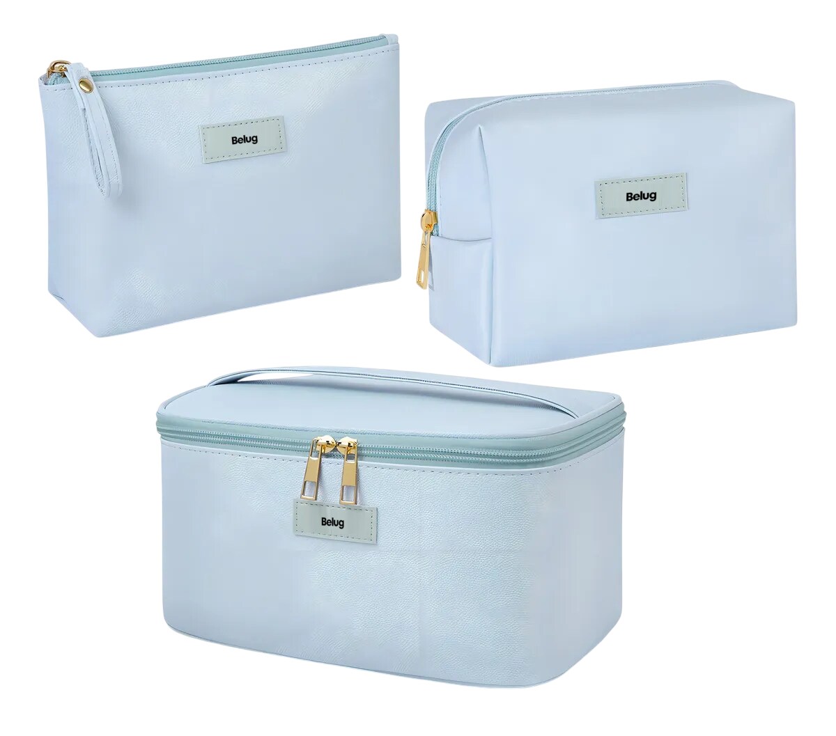 3pcs Cosmetiquera Belug Neceser Estuches De Maquillaje Bolsa Azul Cielo $609