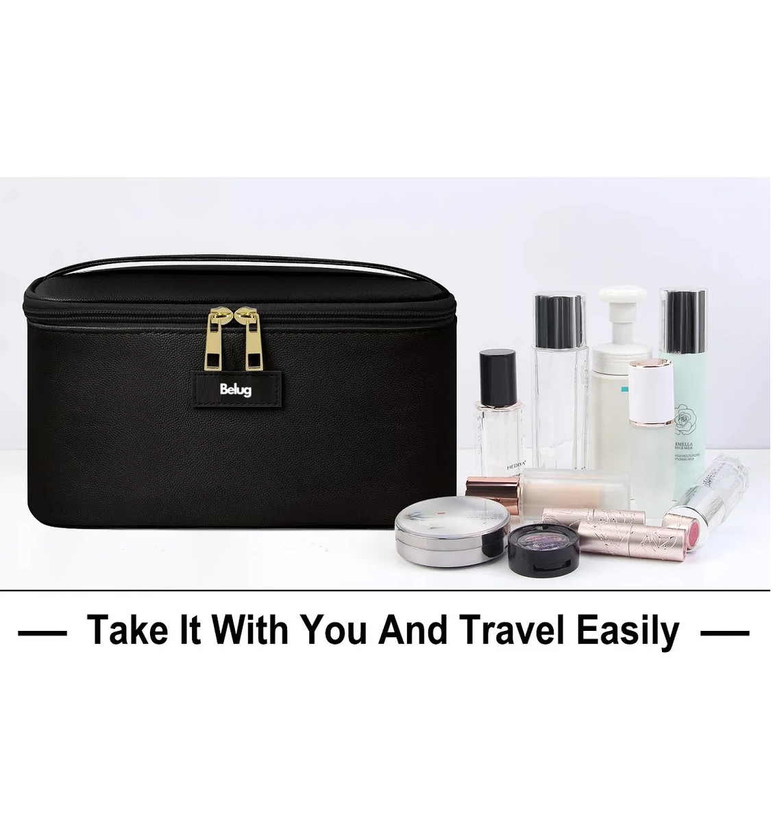 Foto 5 pulgar | 3pcs Cosmetiquera Belugneceser Estuches De Maquillaje Bolsa Negro
