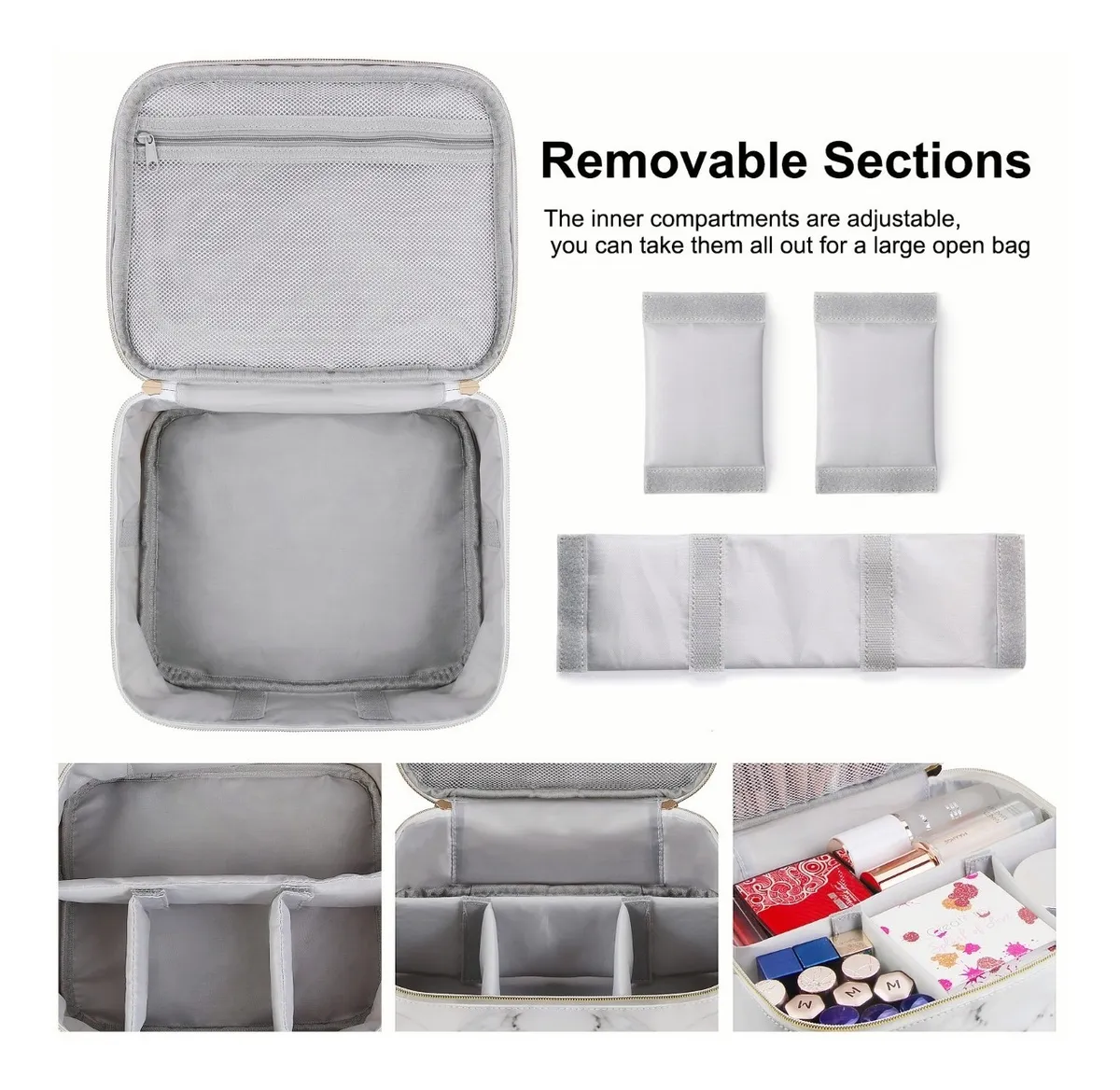 Foto 3 pulgar | Bolsa Belug Maquillaje Cosmetiquera Organizadora Blanco Marmol