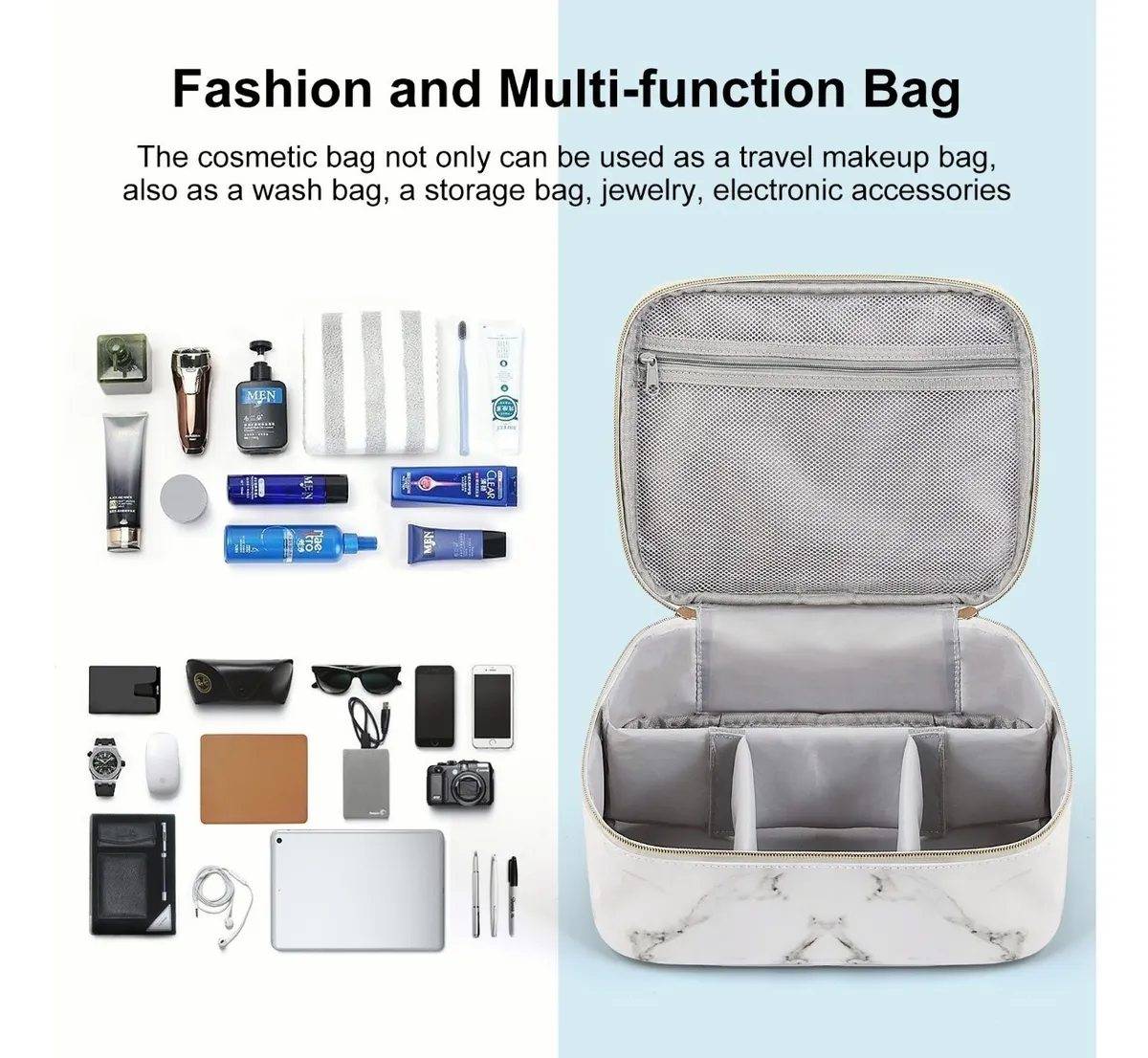 Foto 5 pulgar | Bolsa Belug Maquillaje Cosmetiquera Organizadora Blanco Marmol