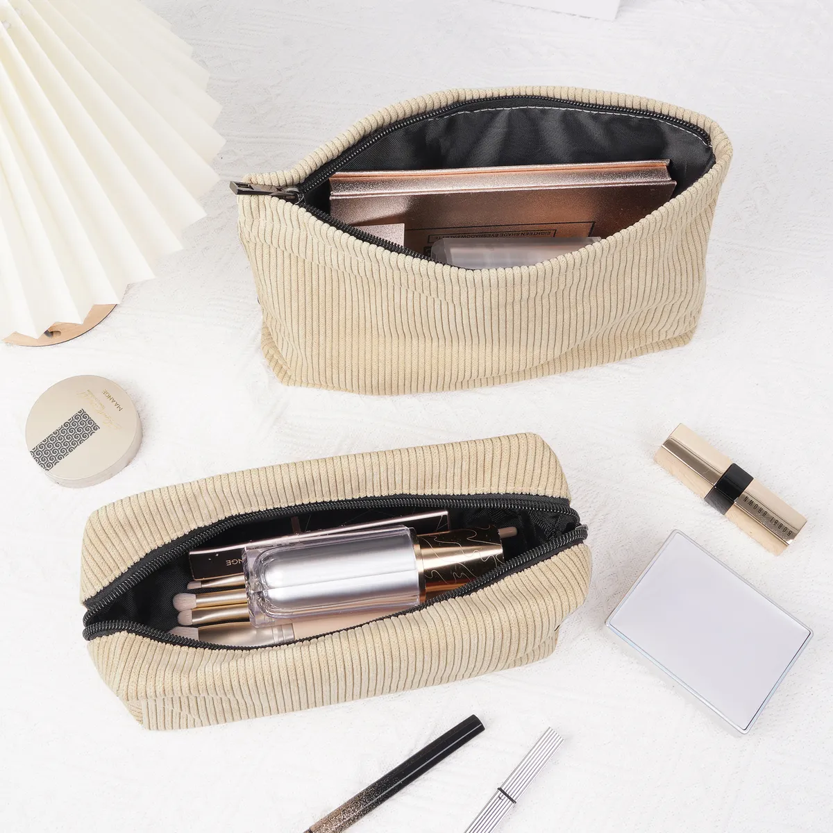 Foto 5 pulgar | 2pcs Cosmetiquera Neceser Lab.g Estuches De Maquillaje Beige
