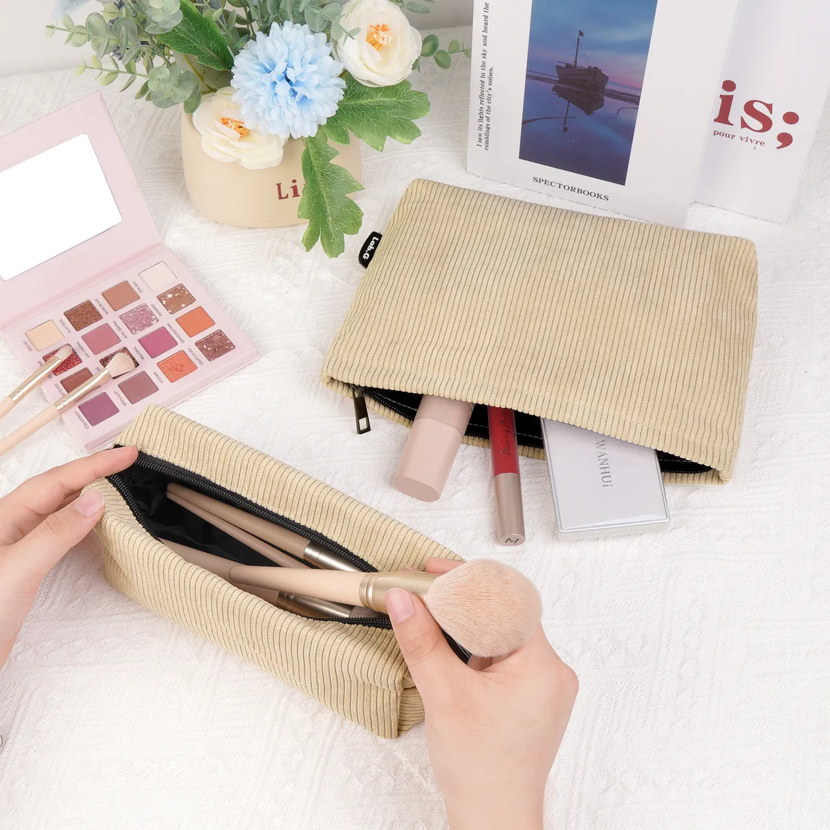 Foto 5 | 2pcs Cosmetiquera Neceser Lab.g Estuches De Maquillaje Beige