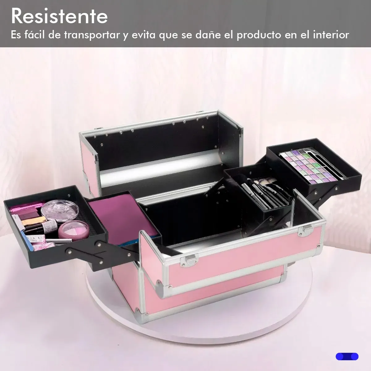 Foto 5 pulgar | Neceser Lab.g Maletín Metálico Reforzado Cosmetiquera Rosa