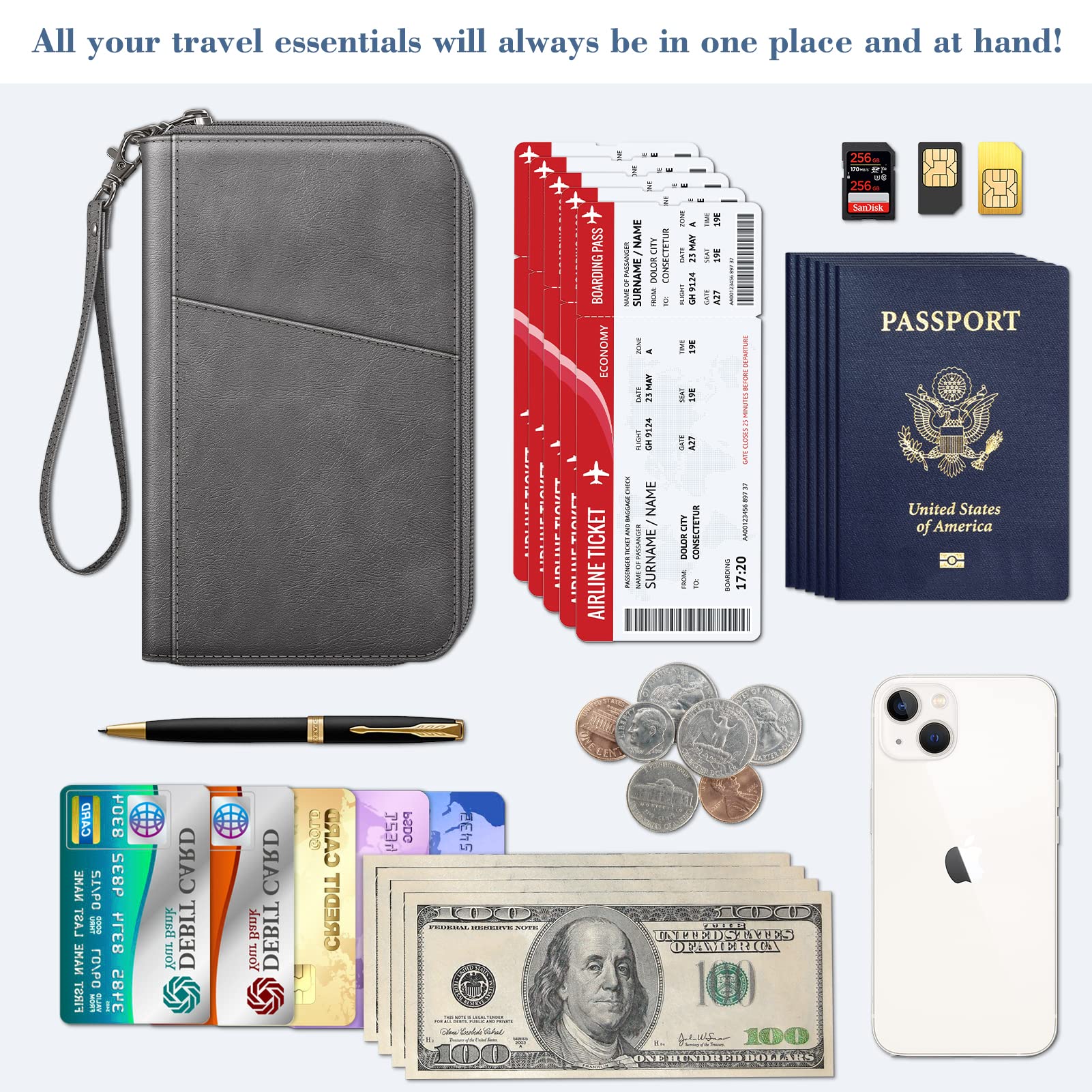 Foto 6 pulgar | Funda Para Pasaporte, Cartera Fintie Family, De Nailon, Con Bloqueo Rfid - Venta Internacional.