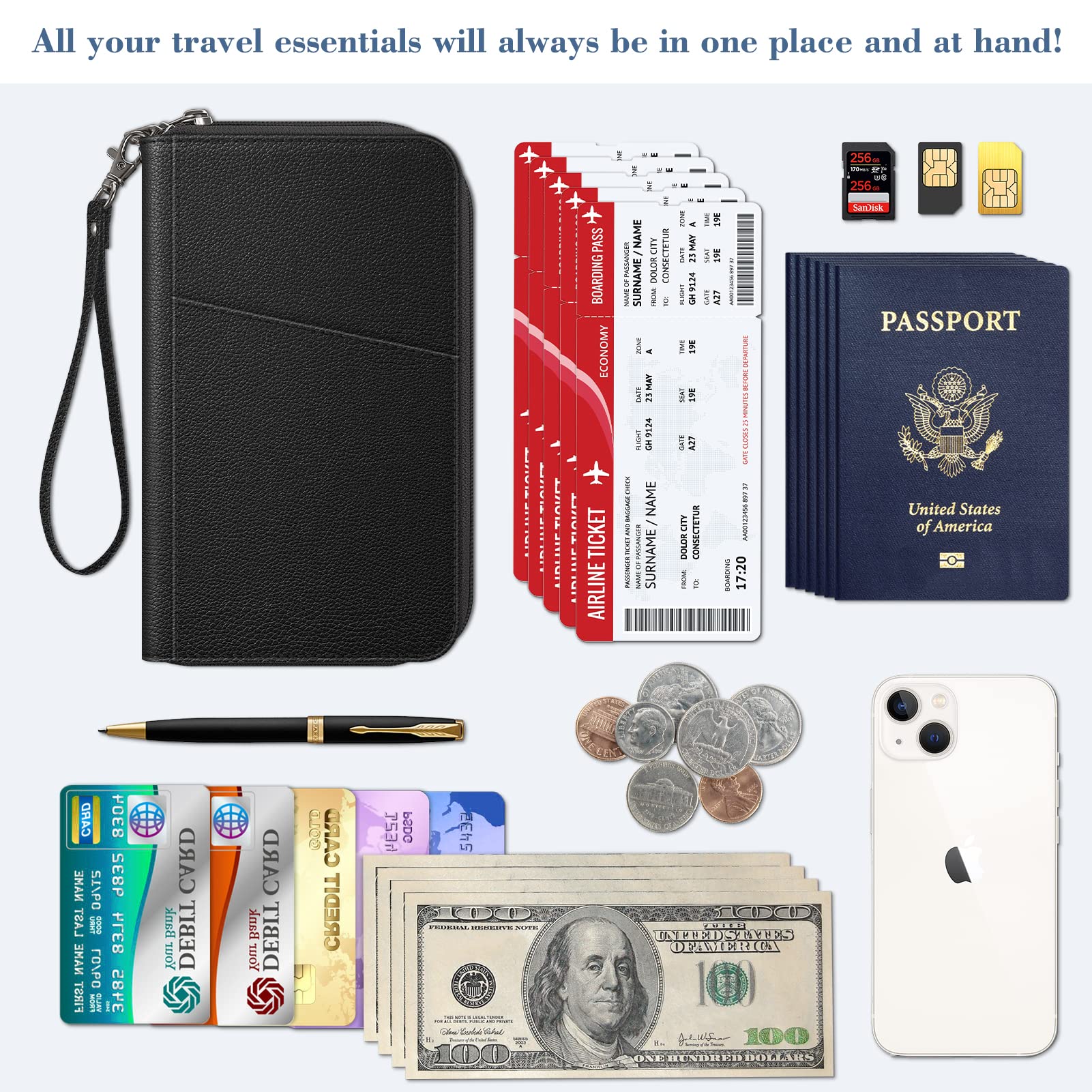 Foto 3 | Funda Para Pasaporte, Cartera Fintie Family, De Nailon, Con Bloqueo Rfid - Venta Internacional.
