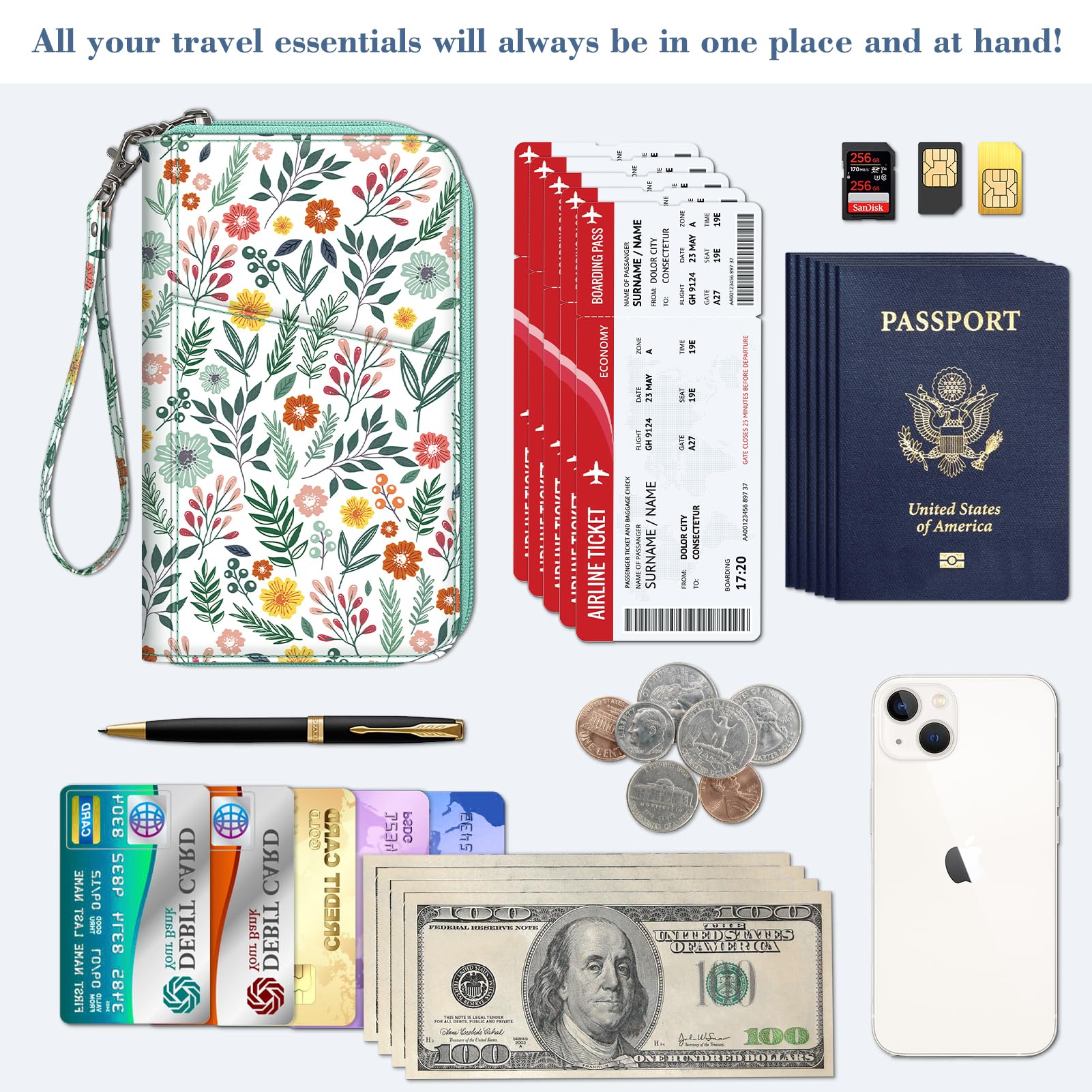 Foto 5 pulgar | Funda Para Pasaporte, Cartera Fintie Family, De Nailon, Con Bloqueo Rfid - Venta Internacional.