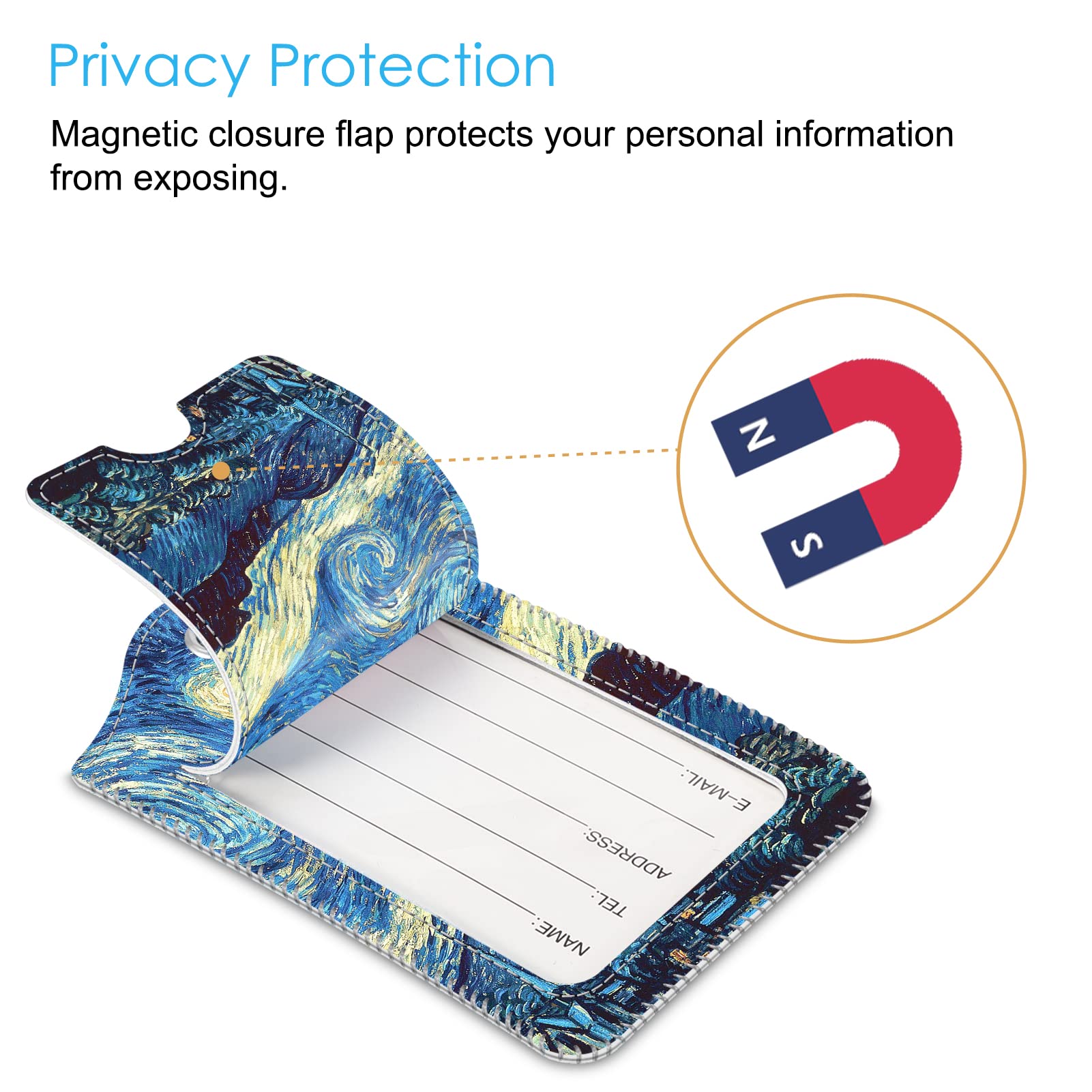 Foto 4 pulgar | Etiquetas De Equipaje Fintie Privacy Cover Id, 2 Unidades, Starry Night - Venta Internacional.