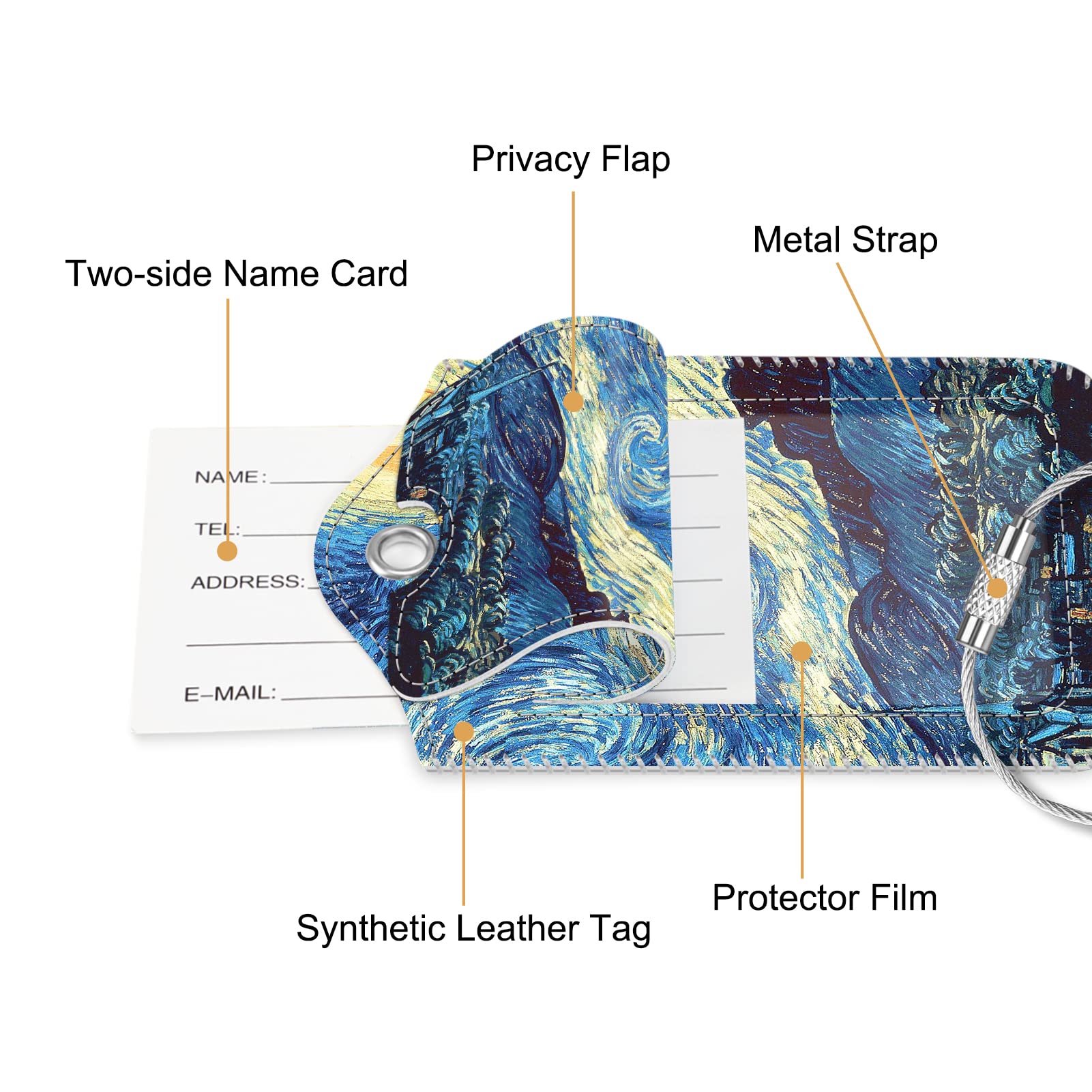 Foto 5 pulgar | Etiquetas De Equipaje Fintie Privacy Cover Id, 2 Unidades, Starry Night - Venta Internacional.