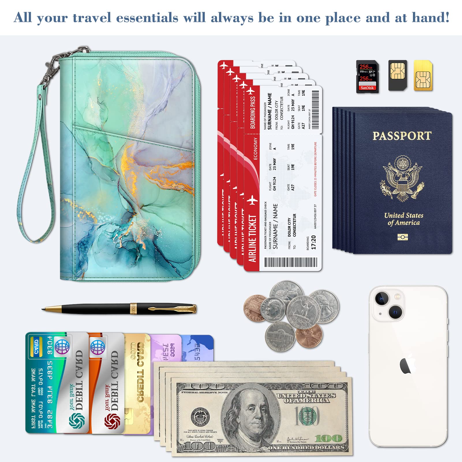 Foto 5 pulgar | Funda Para Pasaporte, Cartera Fintie Family, De Nailon, Con Bloqueo Rfid - Venta Internacional.