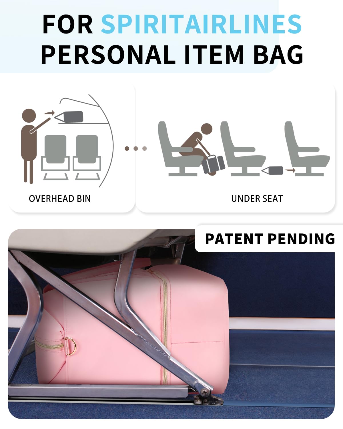 Foto 2 | Bolsa De Viaje Wandf Para Spirit Airlines De 45 X 35 X 20 Cm Con Bolsillo Húmedo - Venta Internacional.