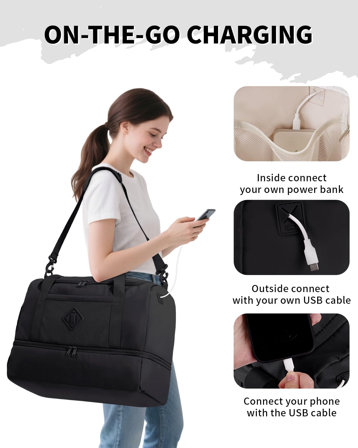 Foto 6 pulgar | Bolsa De Viaje Wandf Con Bolsillo Húmedo Y Compartimento Para Zapatos - Venta Internacional.