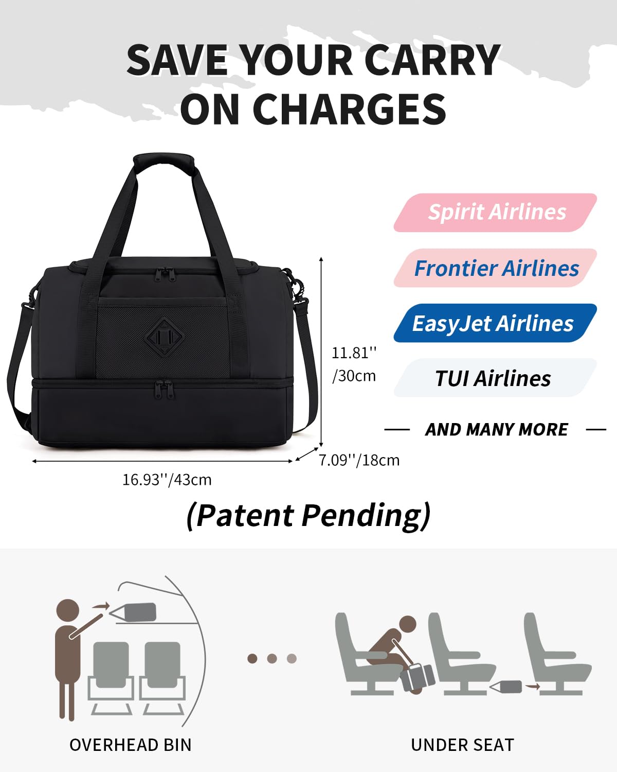 Foto 7 pulgar | Bolsa De Viaje Wandf Con Bolsillo Húmedo Y Compartimento Para Zapatos - Venta Internacional.
