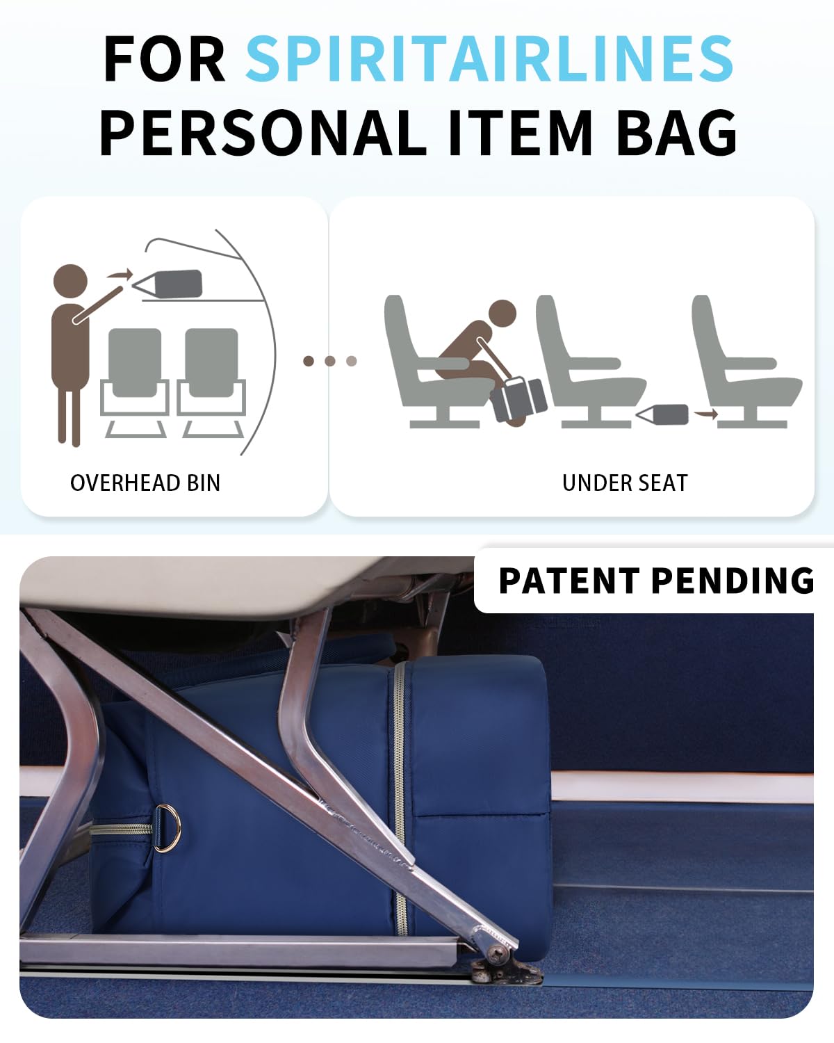 Foto 2 | Bolsa De Viaje Wandf Para Spirit Airlines De 45 X 35 X 20 Cm Con Bolsillo Húmedo - Venta Internacional.