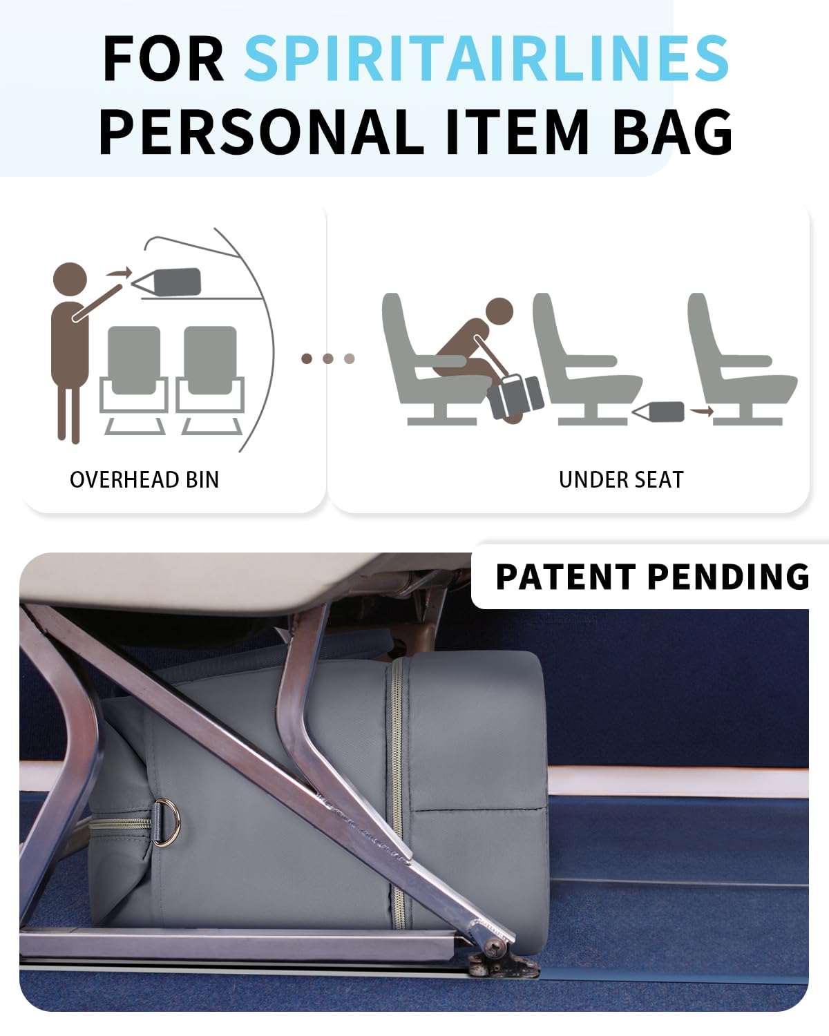 Foto 2 | Bolsa De Viaje Wandf Para Spirit Airlines De 45 X 35 X 20 Cm Con Bolsillo Húmedo - Venta Internacional.