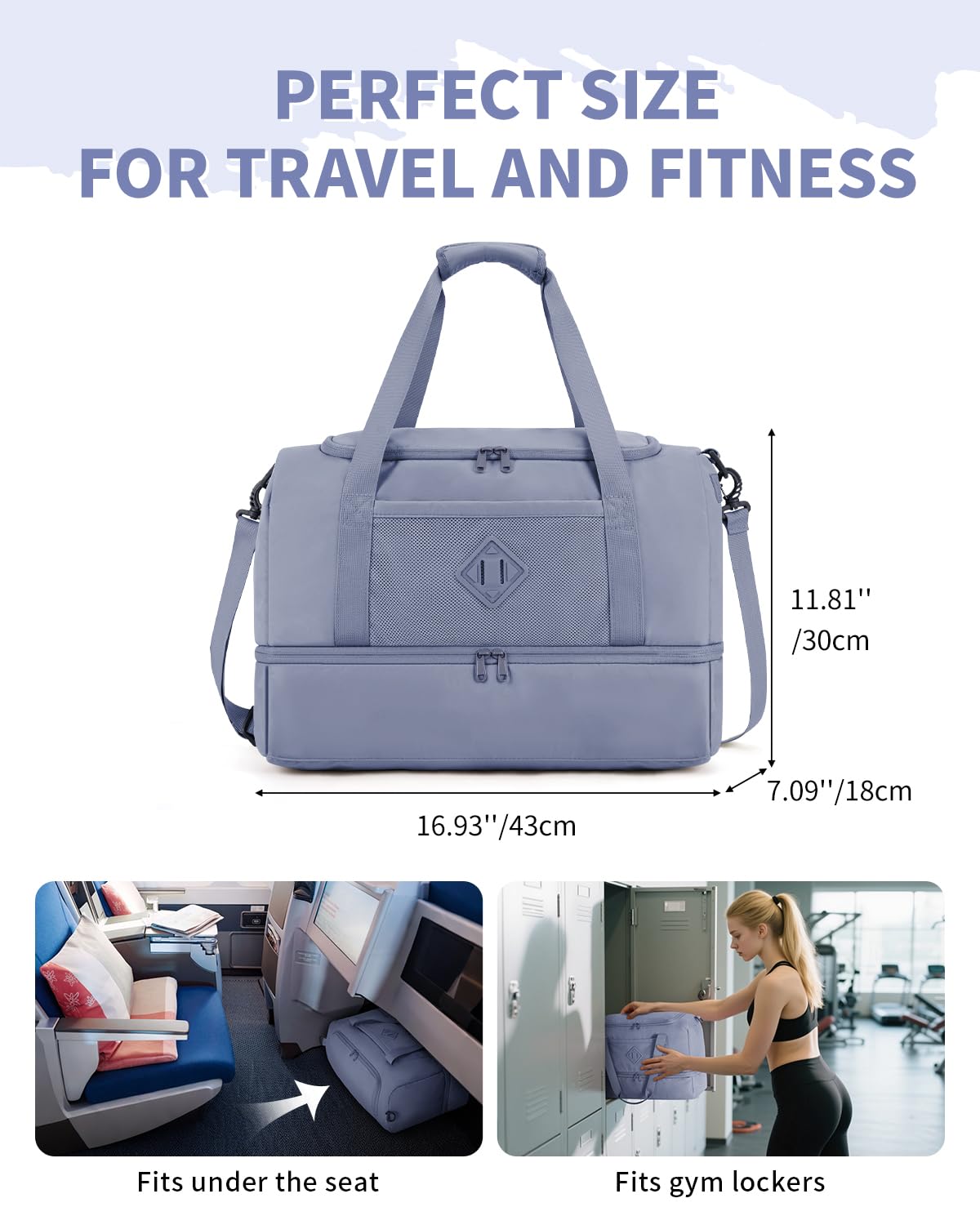 Foto 2 | Bolsa De Viaje Wandf Con Bolsillo Húmedo Y Compartimento Para Zapatos - Venta Internacional.