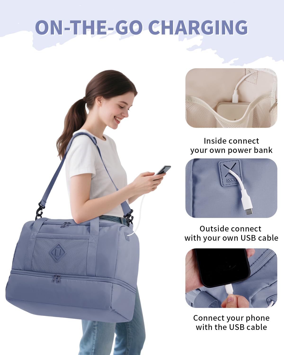 Foto 6 pulgar | Bolsa De Viaje Wandf Con Bolsillo Húmedo Y Compartimento Para Zapatos - Venta Internacional.