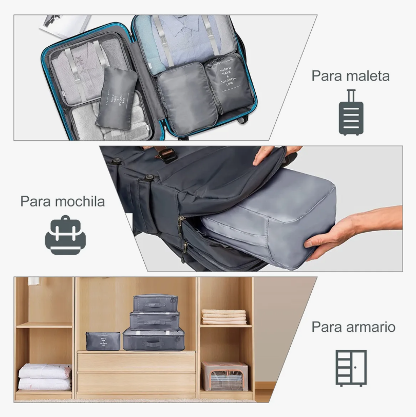 Foto 5 pulgar | 9 Piezas Organizador De Equipaje De Viaje Impermeable