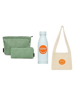 Foto 1 | Kit Cosmetiquera Verde 2pcs + Tote Güish + + Termo Güish Blanco De Regalo