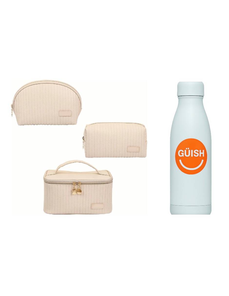 Foto 2 pulgar | Set 3 Neceseres De Maquillaje Cosmetiquera + Gratis Termo Güish De Regalo