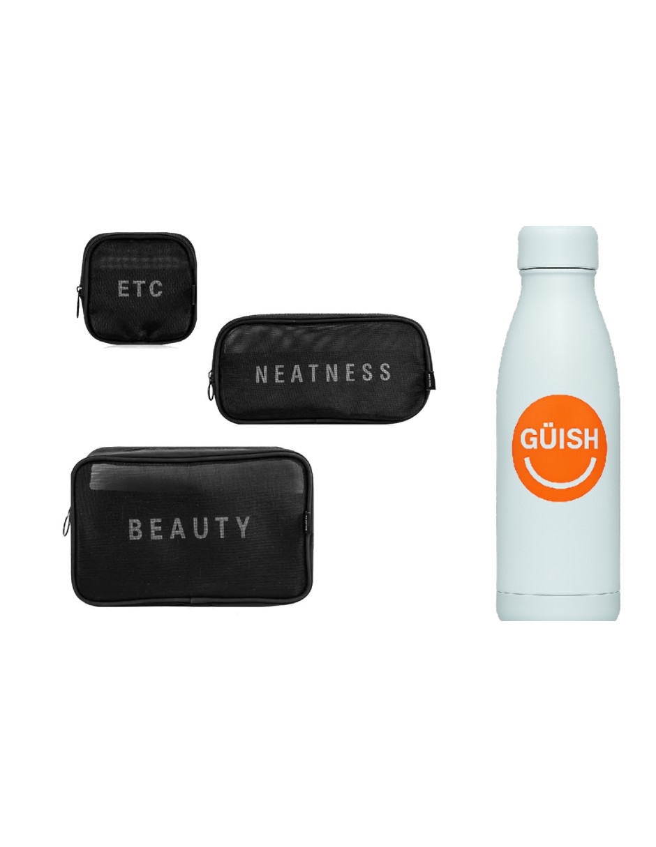 Foto 2 pulgar | Cosmetiquera Neceser Negro 3 Piezas + Termo Güish