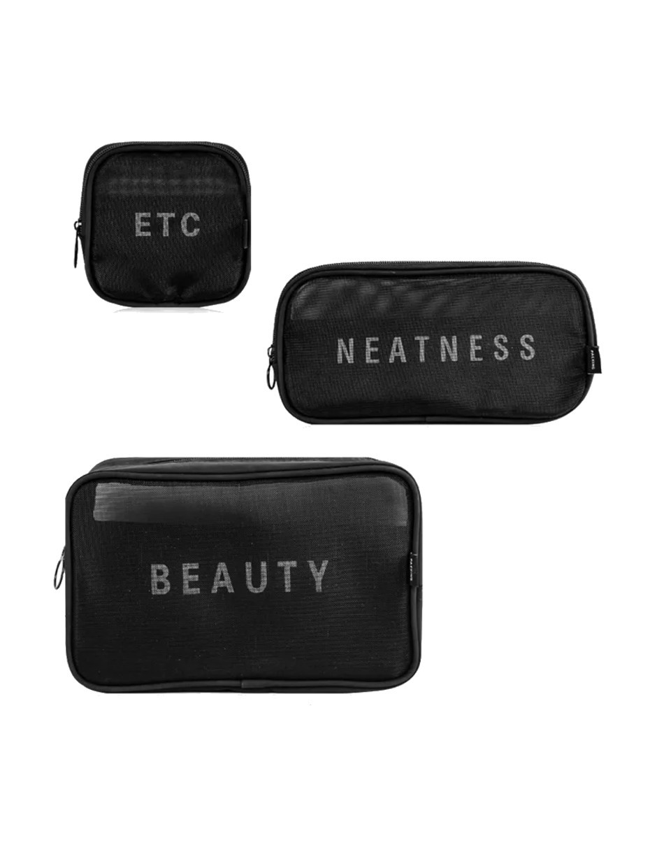 Foto 3 pulgar | Cosmetiquera Neceser Negro 3 Piezas + Termo Güish