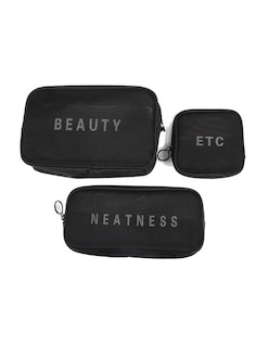 Foto 3 | Cosmetiquera Neceser Negro 3 Piezas + Termo Güish
