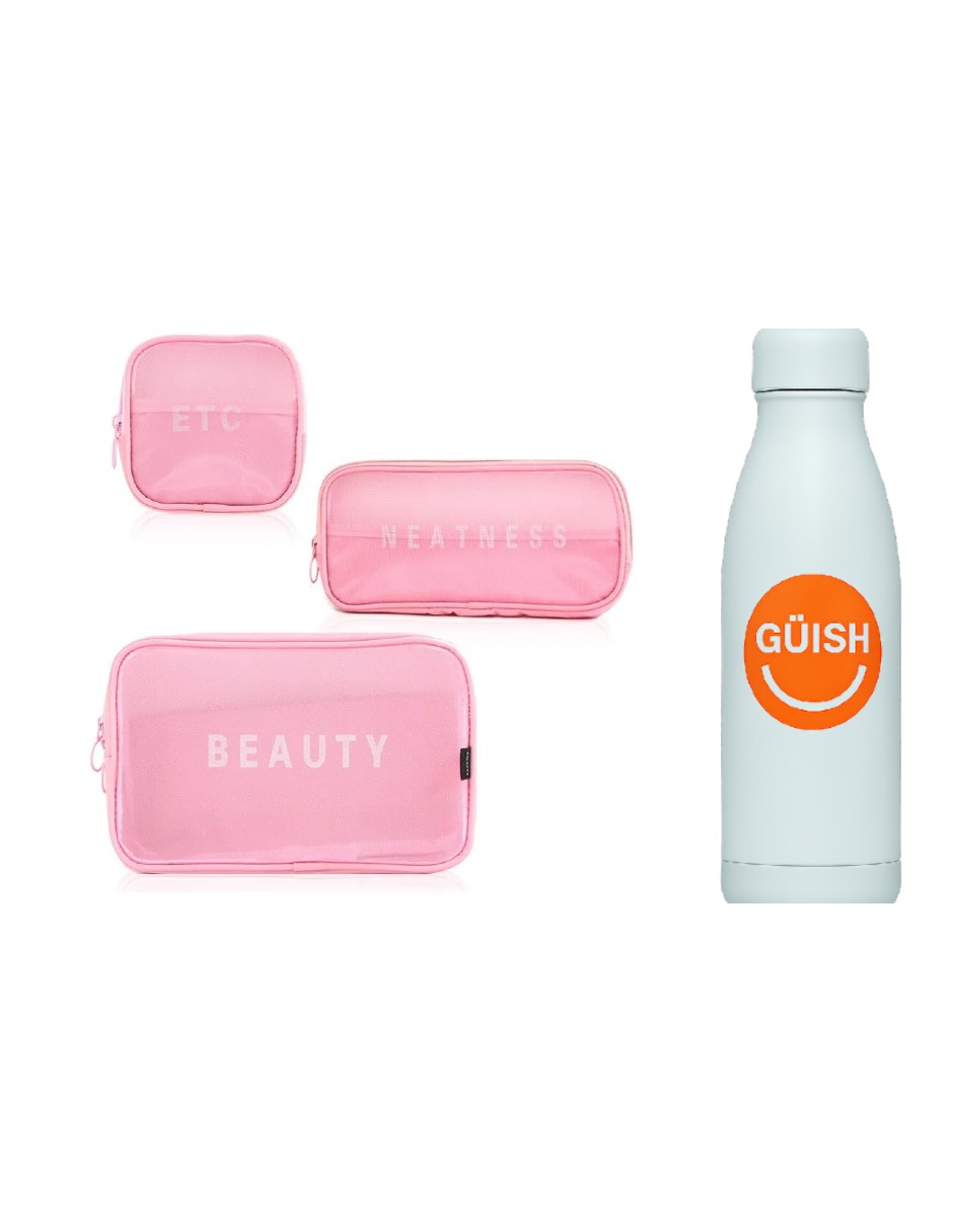 Foto 2 pulgar | Cosmetiquera Neceser Rosa 3 Piezas + Termo Güish
