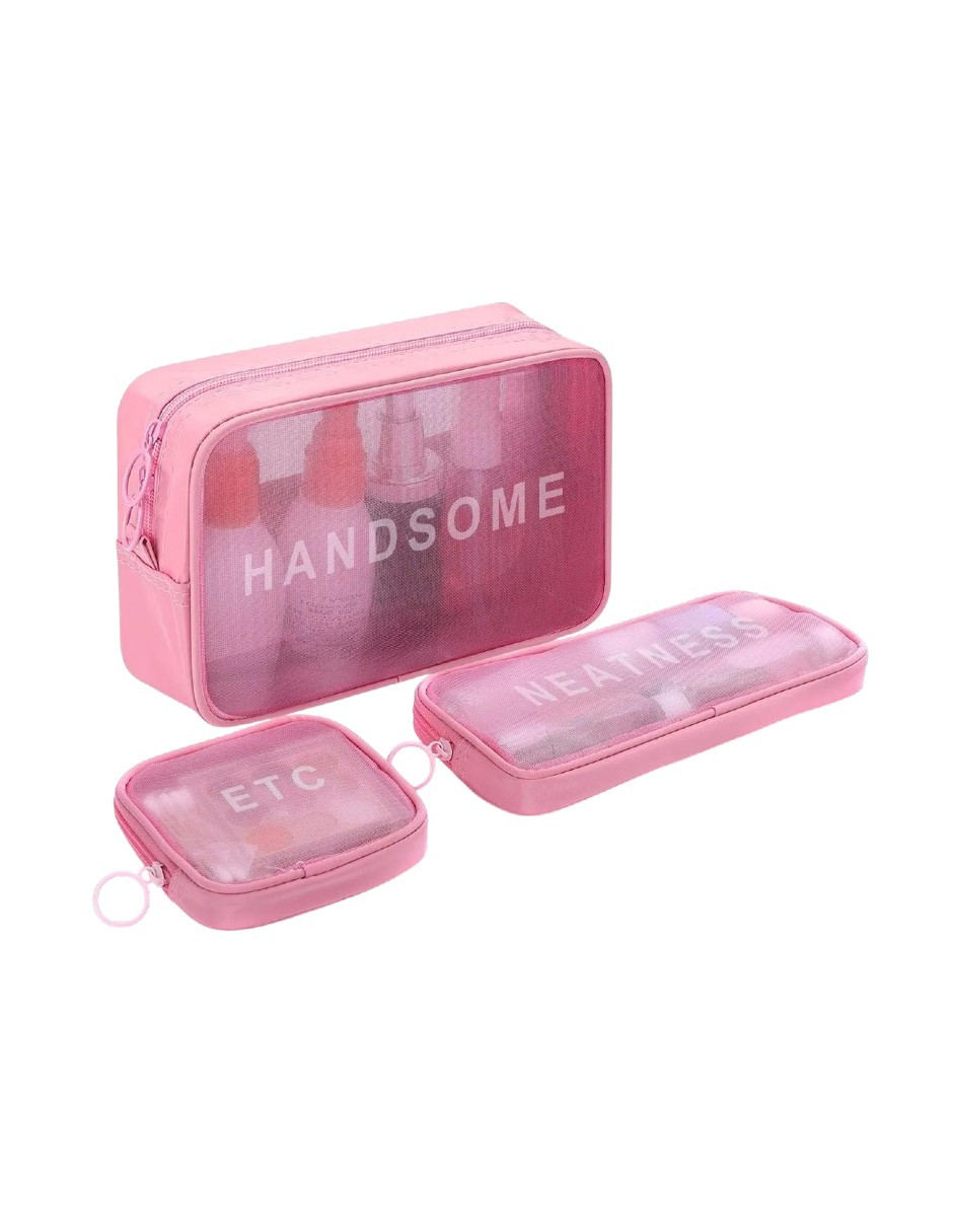 Foto 4 | Cosmetiquera Neceser Rosa 3 Piezas + Termo Güish