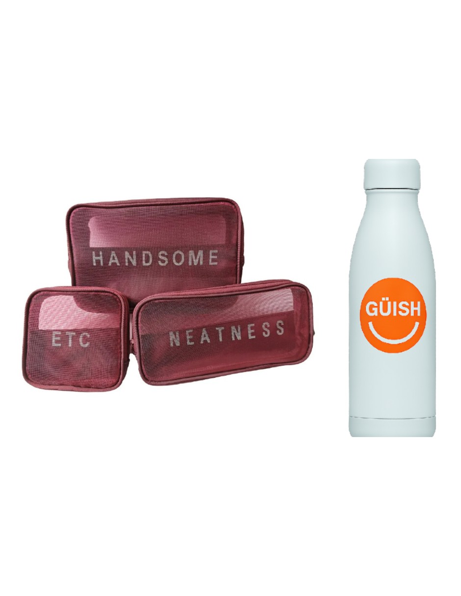 Foto 1 | Cosmetiquera Neceser Vino 3 Piezas + Termo Güish