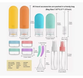 Foto 2 | Kit De Viaje Botellas Para Champús baños Y Accesorios Viaje