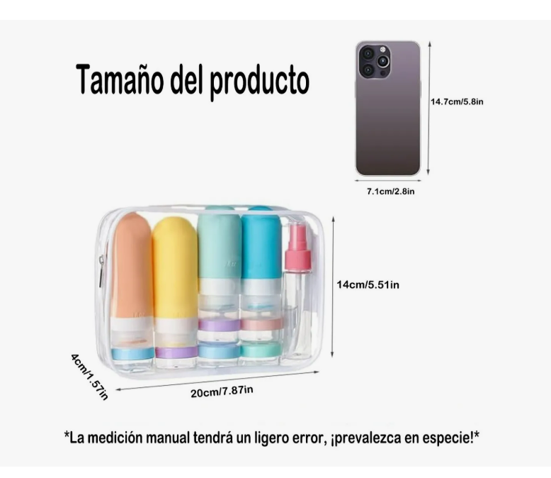 Foto 4 pulgar | Kit De Viaje Botellas Para Champús baños Y Accesorios Viaje