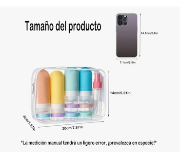 Foto 3 | Kit De Viaje Botellas Para Champús baños Y Accesorios Viaje