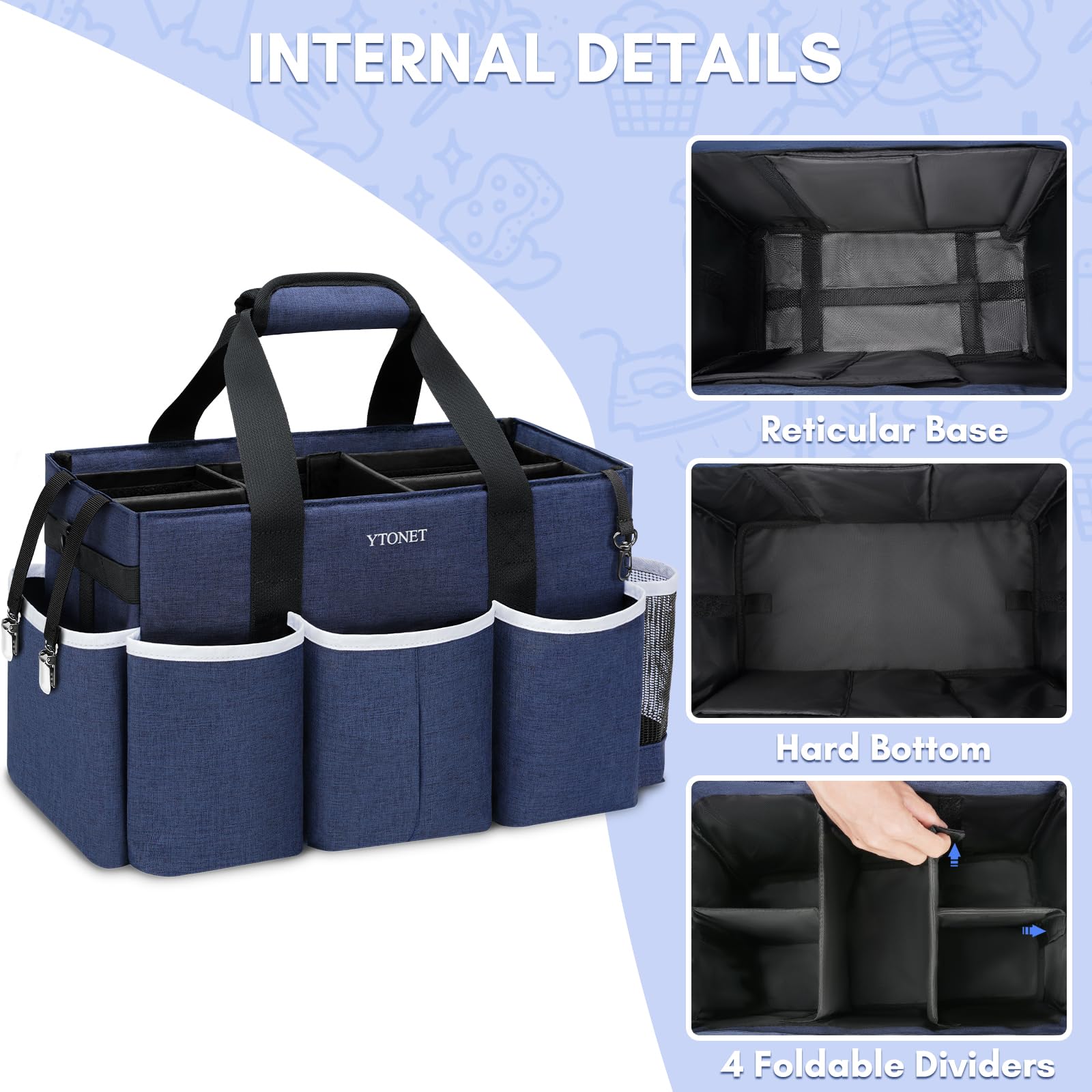 Foto 4 pulgar | Bolsa De Limpieza Ytonet  Portátil  Con Separadores  Color Azul  15 X 20 X 25 Cm - Venta Internacional.