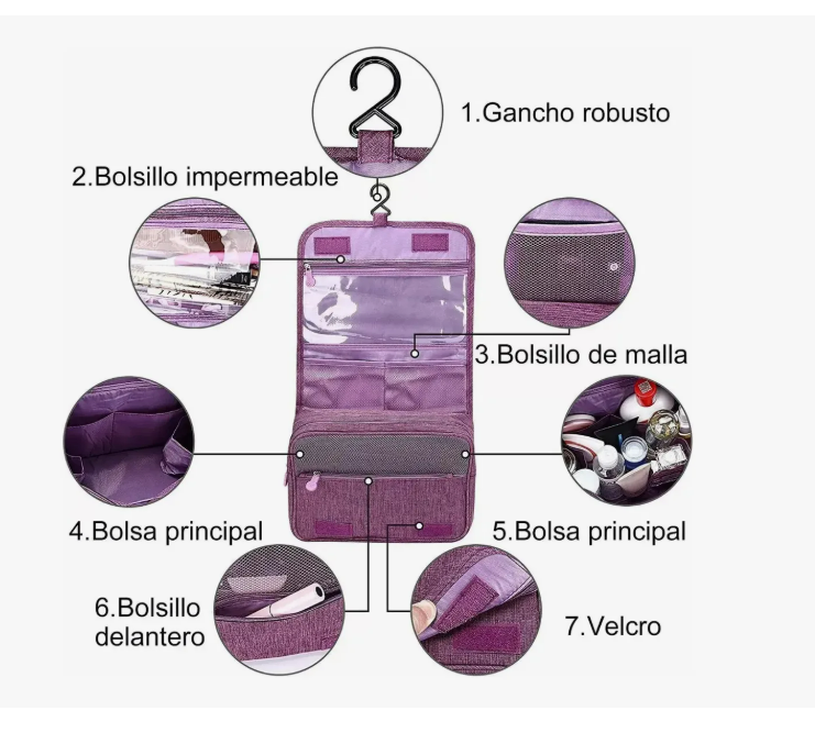 Foto 3 pulgar | Neceser Organizador Morado