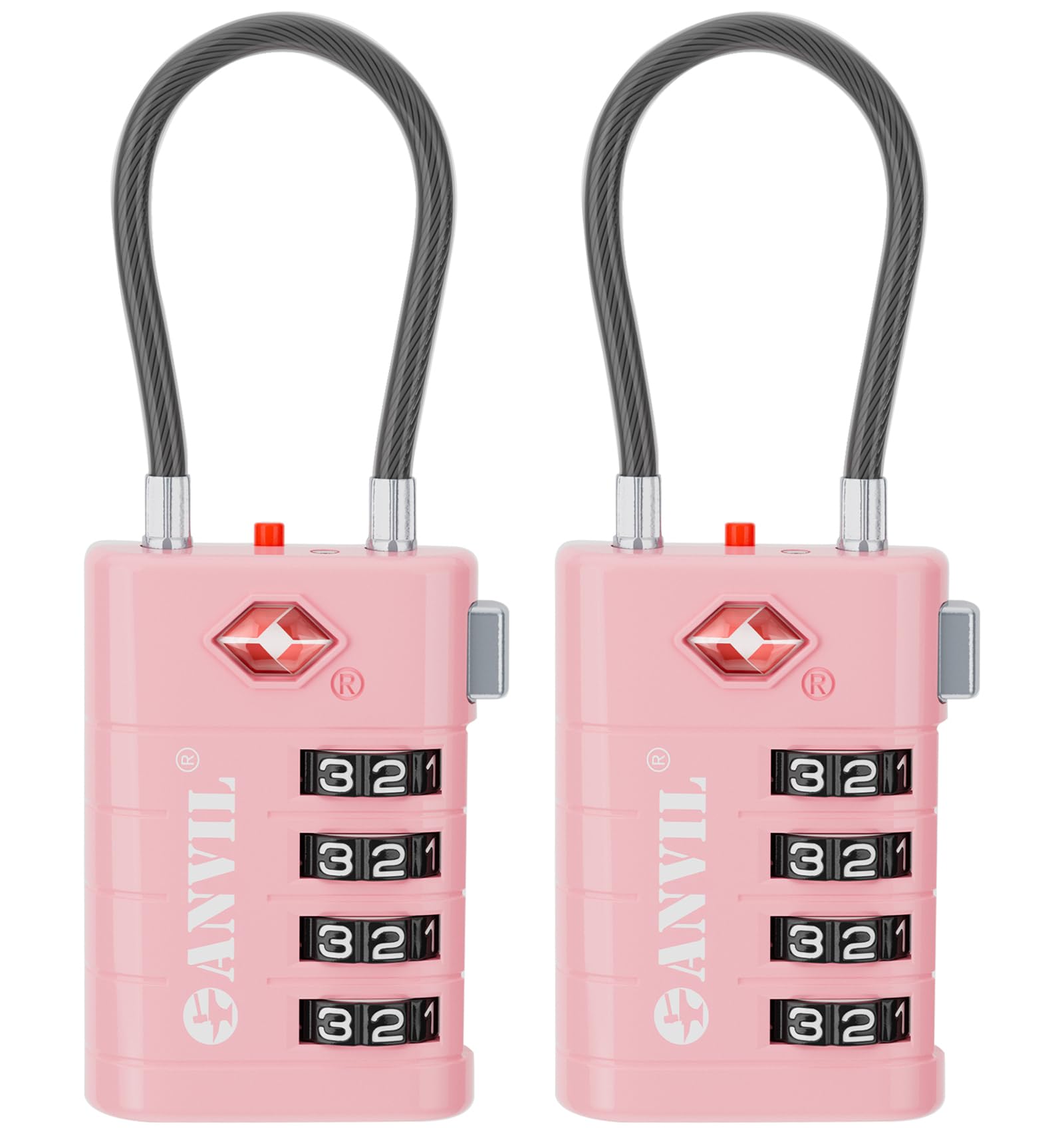 Candado Para Equipaje Anvil Tsa008 Core, Combinación De 4 Dígitos, Rosa (2) - Venta Internacional.