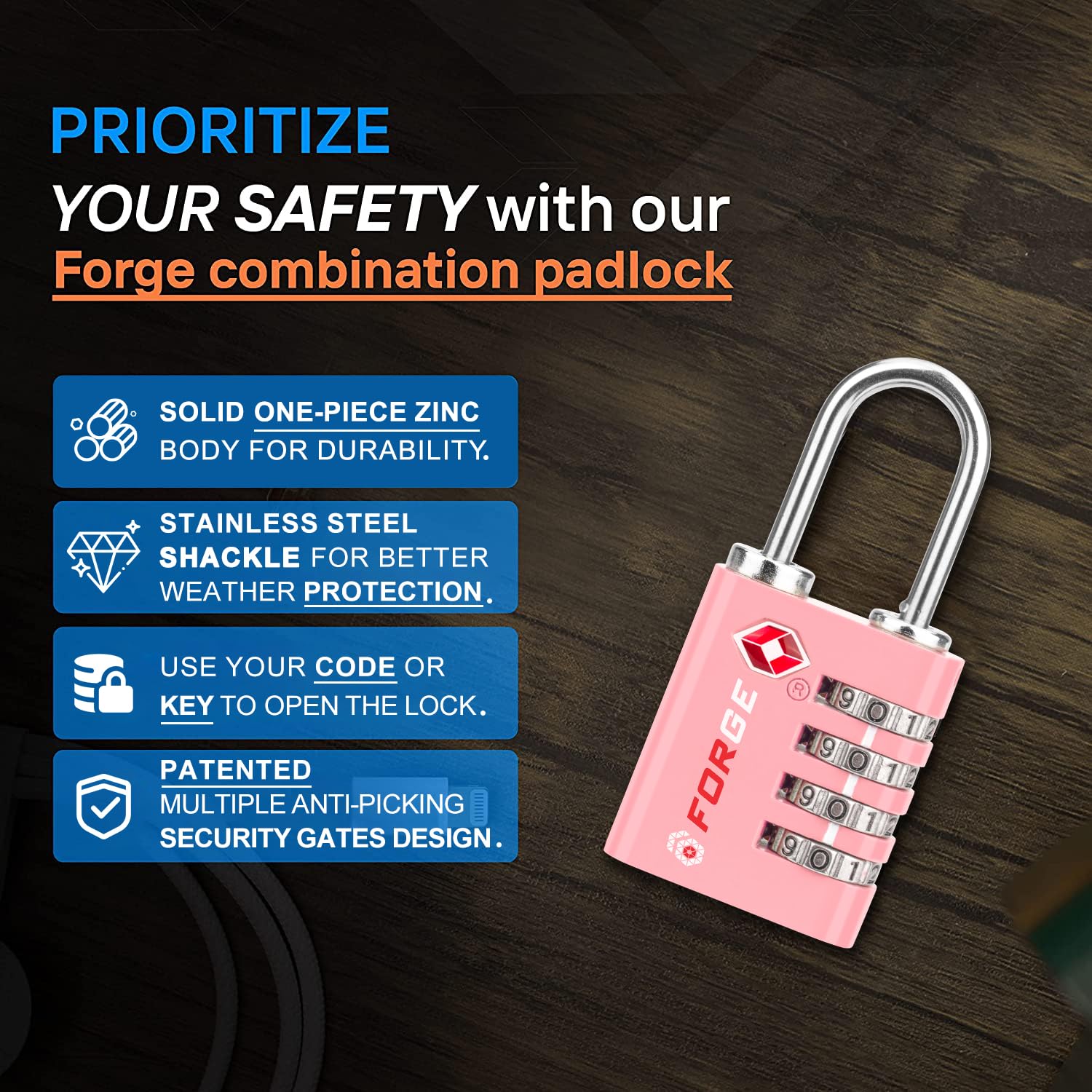 Foto 5 | Luggage Lock Forge De Doble Apertura Aprobado Por La Tsa (rosa, Paquete De 2) - Venta Internacional.