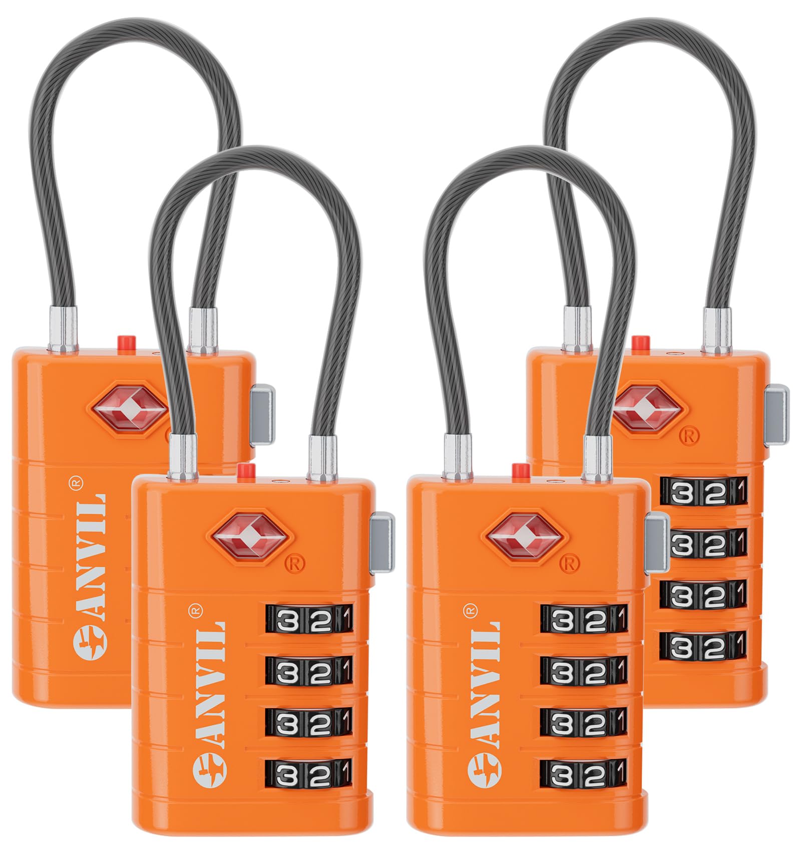 Foto 2 pulgar | Candados De Equipaje Tsa Lock Anvil De 4 Dígitos Para Maletas, Color Naranja - Venta Internacional.