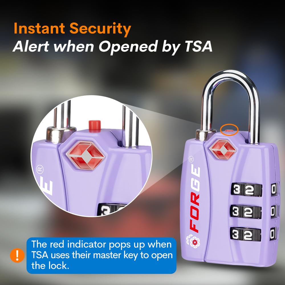 Foto 3 | Luggage Lock Forge Aprobado Por La Tsa, Paquete De 2 Unidades, Color Morado, Tamaño Pequeño - Venta Internacional.