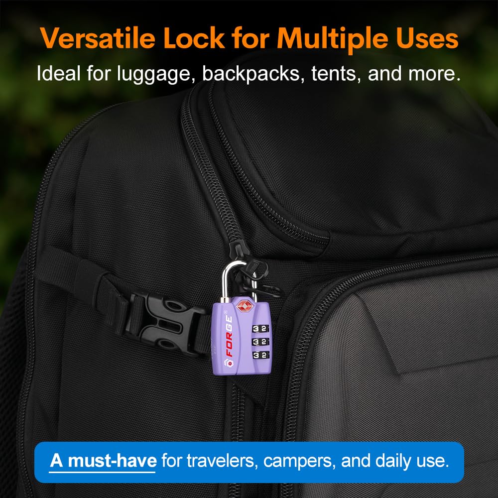 Foto 5 | Luggage Lock Forge Aprobado Por La Tsa, Paquete De 2 Unidades, Color Morado, Tamaño Pequeño - Venta Internacional.