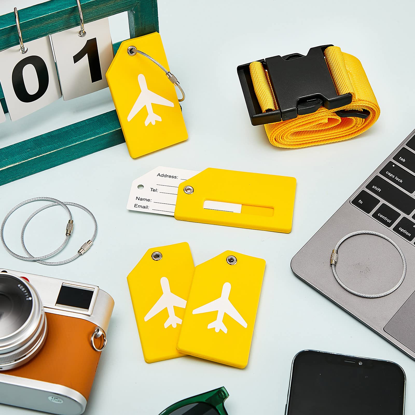 Foto 7 | Juego De Correas Y Etiquetas Para Equipaje, 8 Unidades, Aprobado Por La Tsa, Color Amarillo - Venta Internacional.