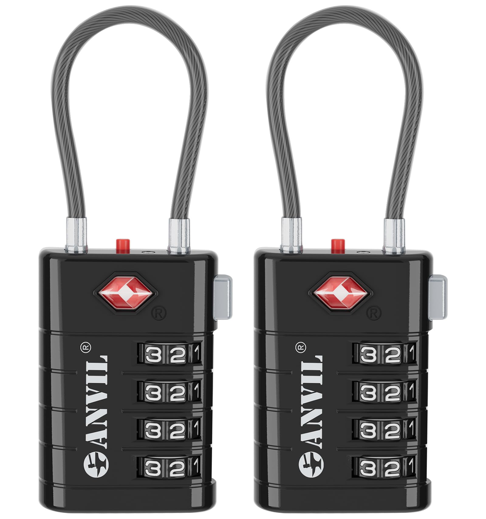 Foto 1 | Candado De Equipaje Anvil Tsa008 Core Con Combinación De 4 Dígitos (paquete De 2) - Venta Internacional.