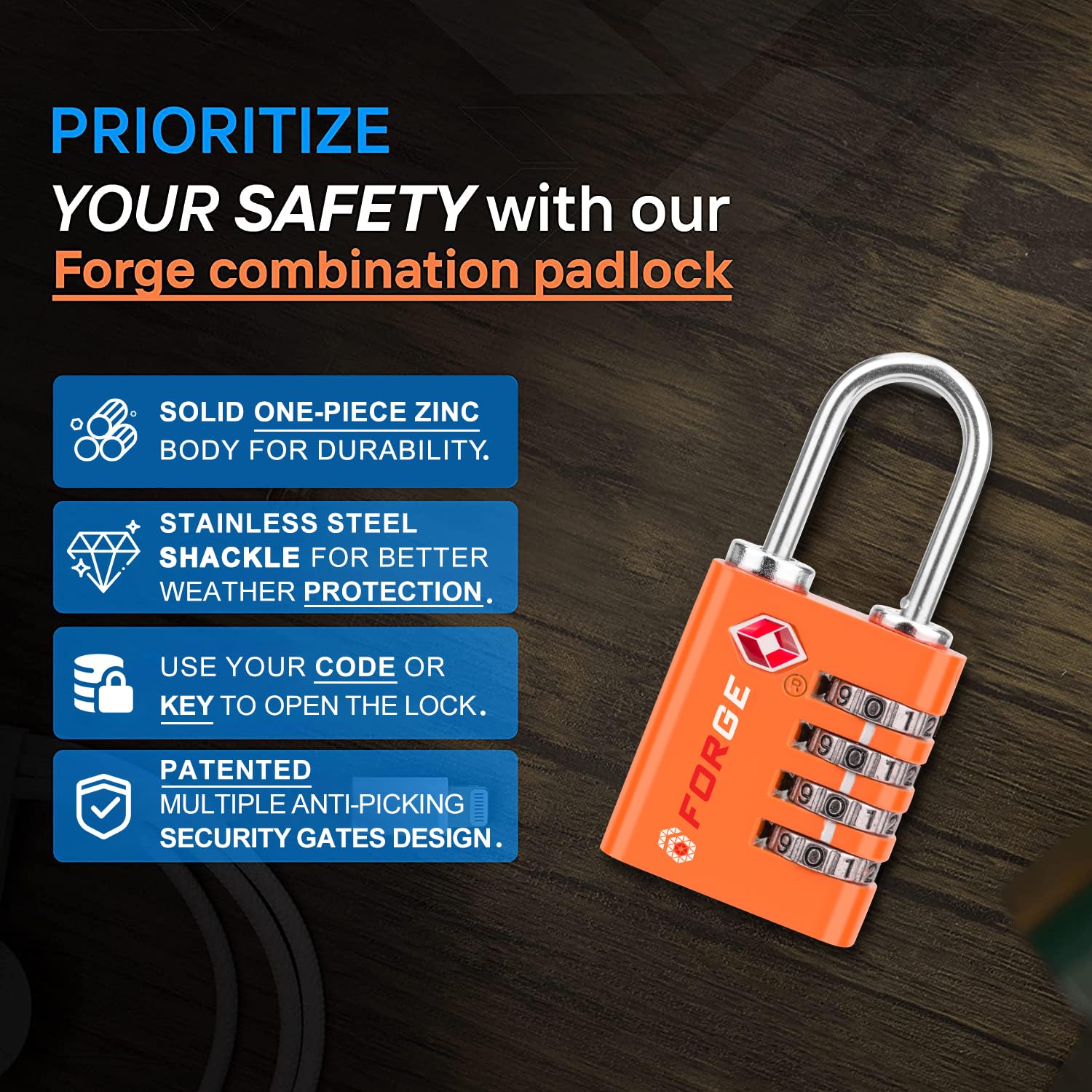 Foto 5 | Luggage Lock Forge De Acero Inoxidable De Doble Apertura Aprobado Por La Tsa - Venta Internacional.